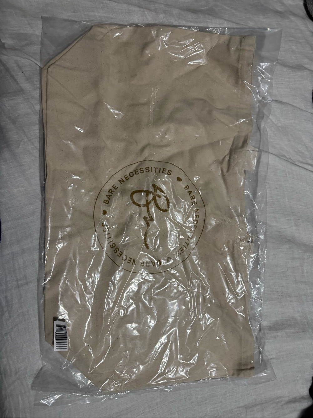 Bare Necessities Canvas Tote Bag - Natural Beige with Gold Logo